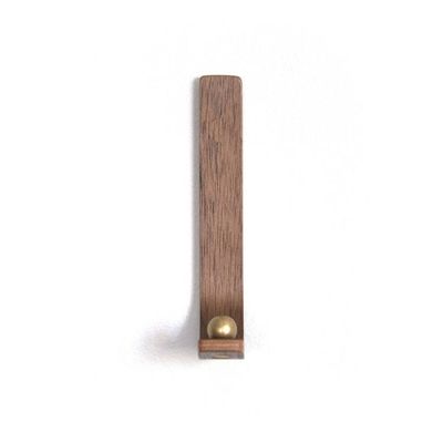 Alternate image for Handcrafted Curved Wood Wall Hook with Brass or Nickel Detail