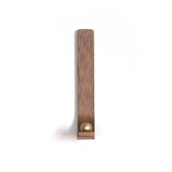 Alternate image for Handcrafted Curved Wood Wall Hook with Brass or Nickel Detail