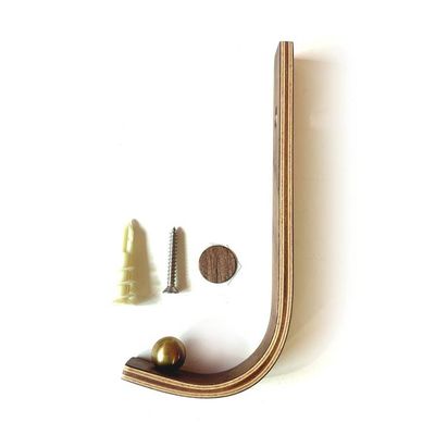 Alternate image for Handcrafted Curved Wood Wall Hook with Brass or Nickel Detail