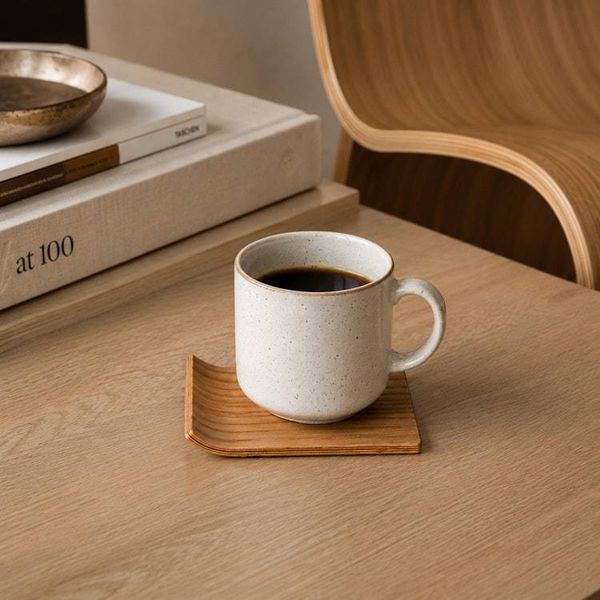Alternate image for Handcrafted Curved Wooden Coaster with Natural Grain Pattern