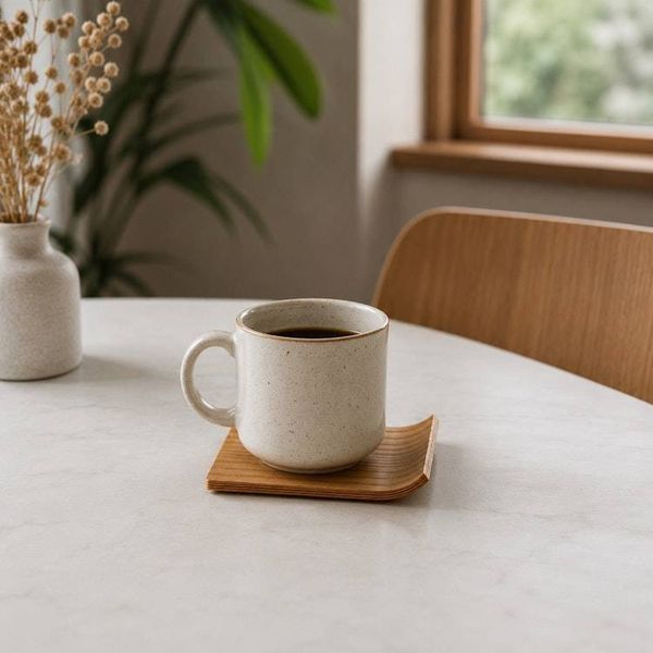 Alternate image for Handcrafted Curved Wooden Coaster with Natural Grain Pattern