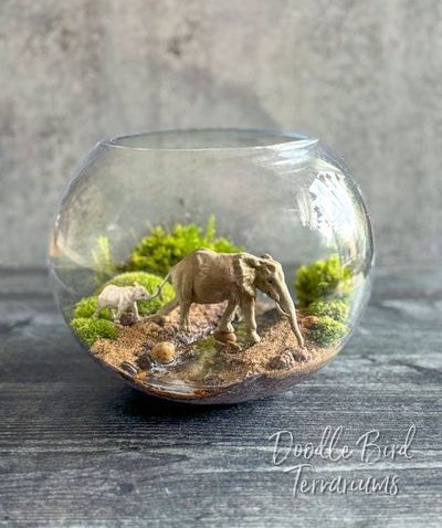 Alternate image for Gentle Giants: African Journey Mother & Calf Elephant Terrarium Diorama