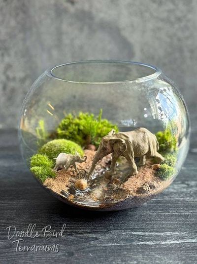 Alternate image for Gentle Giants: African Journey Mother & Calf Elephant Terrarium Diorama