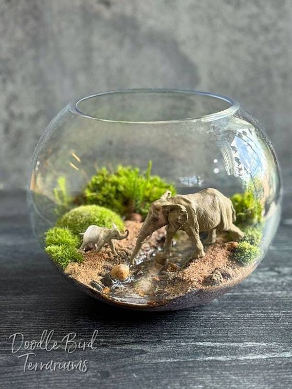 Alternate image for Gentle Giants: African Journey Mother & Calf Elephant Terrarium Diorama