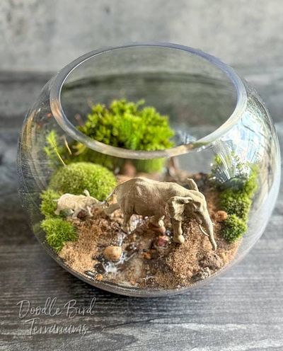 Alternate image for Gentle Giants: African Journey Mother & Calf Elephant Terrarium Diorama