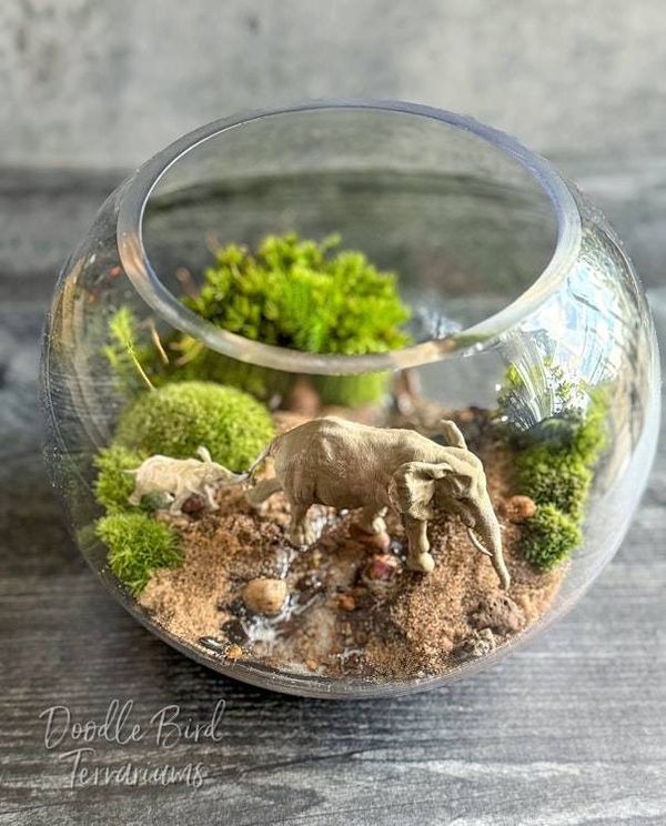 Alternate image for Gentle Giants: African Journey Mother & Calf Elephant Terrarium Diorama