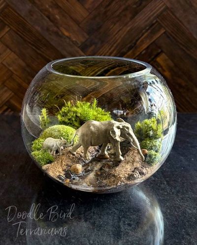Alternate image for Gentle Giants: African Journey Mother & Calf Elephant Terrarium Diorama