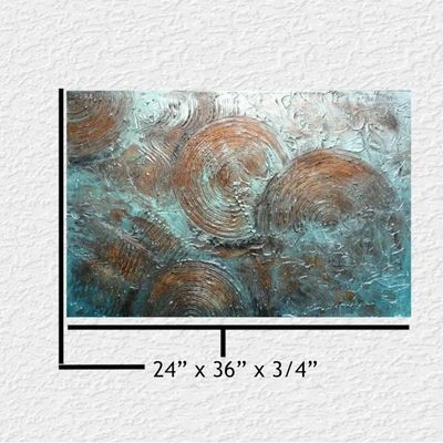Alternate image for Rhapsody in Bronze Rainbow – Original 36 x 24 Heavy Textured Metallic Bronze & Patina Teal Abstract Canvas Painting by Skye Taylor