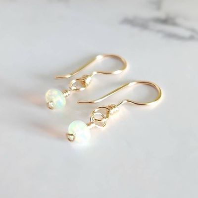 Alternate image for 14K Yellow Gold Opal Earrings