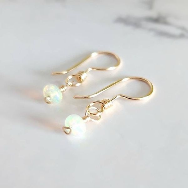 Alternate image for 14K Yellow Gold Opal Earrings