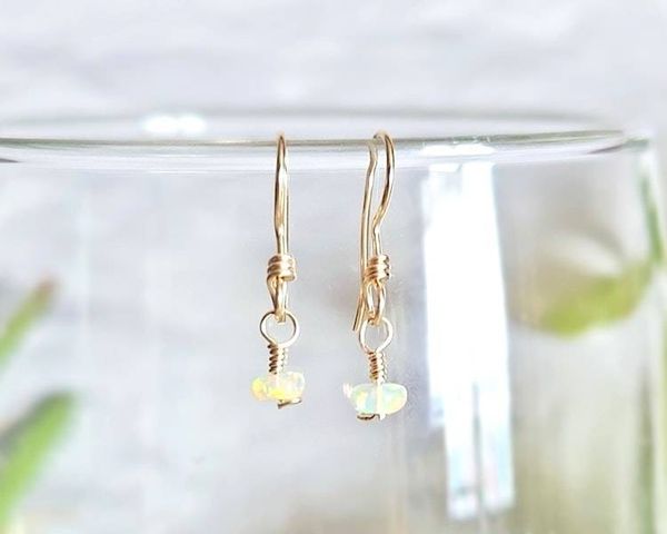 Alternate image for 14K Yellow Gold Opal Earrings