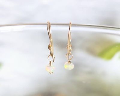Alternate image for 14K Yellow Gold Opal Earrings