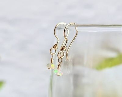 Alternate image for 14K Yellow Gold Opal Earrings