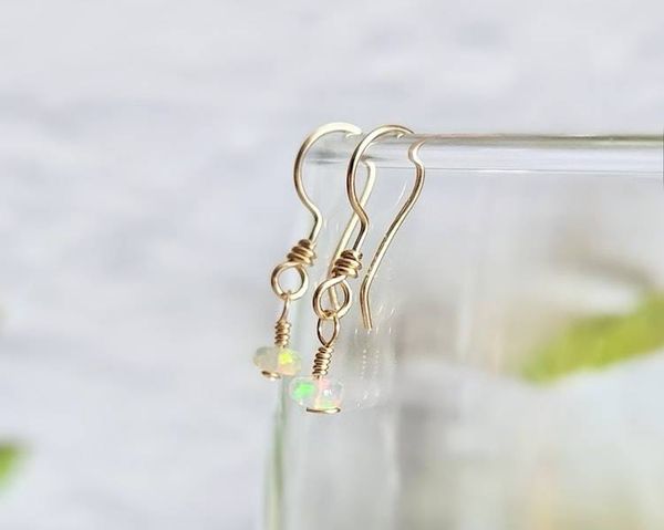 Alternate image for 14K Yellow Gold Opal Earrings