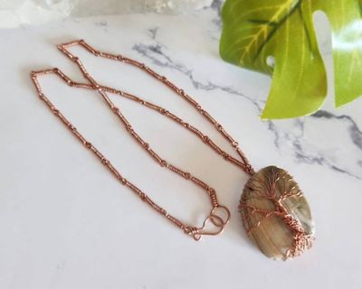 Alternate image for Brown Shell Tree of Life Copper Necklace