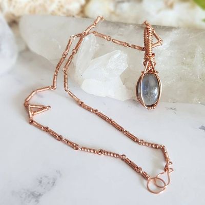 Alternate image for Labradorite Copper Wire Wrapped Necklace