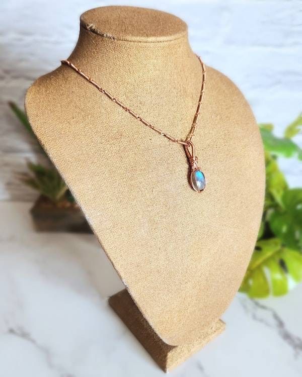 Alternate image for Labradorite Copper Wire Wrapped Necklace