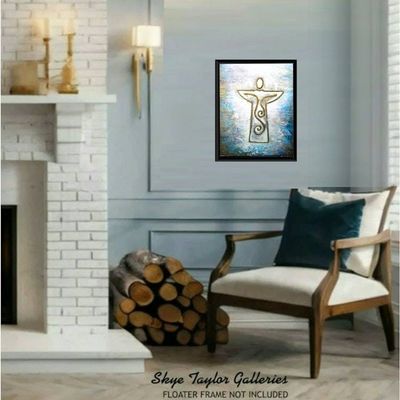 Alternate image for Angel of Light - Original 3D Textured Painting on Wood Cradle - 11 x 14 x 3/4 - Multi-Layer Raised Swirls - Unframed - Free Shipping