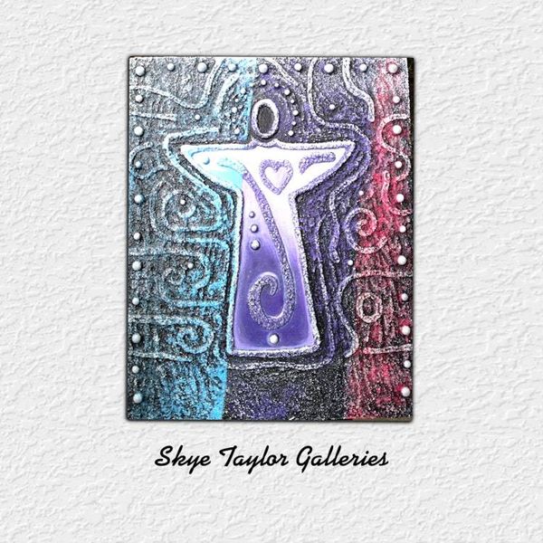 Alternate image for Heart of an Angel - Original 3D Textured Painting on Wood Cradle - 11 x 14 x 1 - Multi-Layer Raised Swirls and Heart - Unframed - Free Shipping