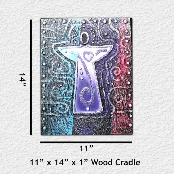 Alternate image for Heart of an Angel - Original 3D Textured Painting on Wood Cradle - 11 x 14 x 1 - Multi-Layer Raised Swirls and Heart - Unframed - Free Shipping
