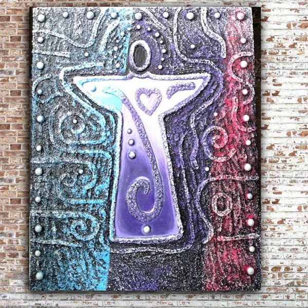 Alternate image for Heart of an Angel - Original 3D Textured Painting on Wood Cradle - 11 x 14 x 1 - Multi-Layer Raised Swirls and Heart - Unframed - Free Shipping