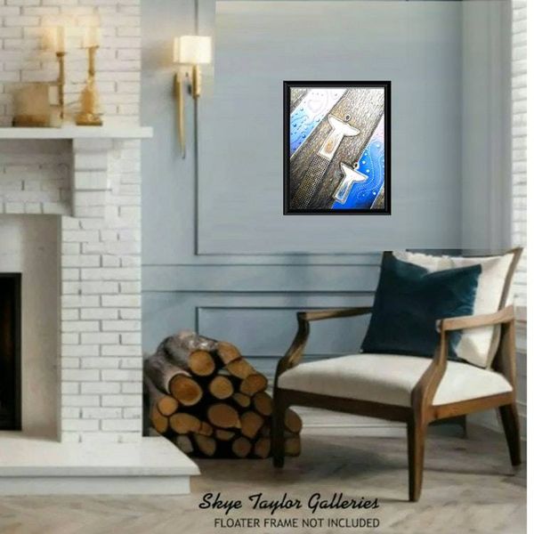 Alternate image for Angels on High - Original 3D Textured Painting on Wood Cradle - 11 x 14 x 1 - Multi-Layer Raised Swirls and Heart - Unframed - Free Shipping Description
