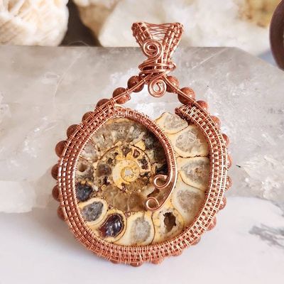 Primary image for Ammonite and Goldstone Copper Wire Wrapped Pendant