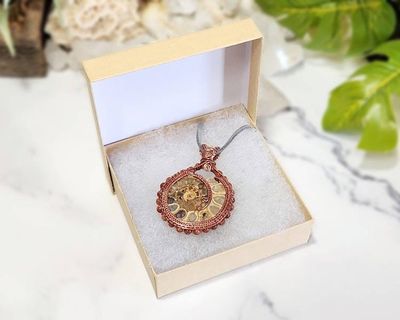 Alternate image for Ammonite and Goldstone Copper Wire Wrapped Pendant
