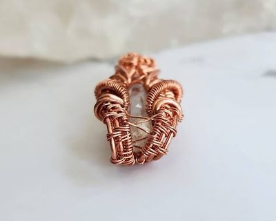 Alternate image for Aquamarine Copper Wire Wrapped Pendant
