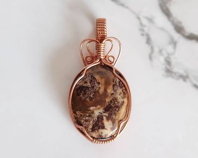 Alternate image for Coconut Jasper Copper Wire Wrapped Pendant