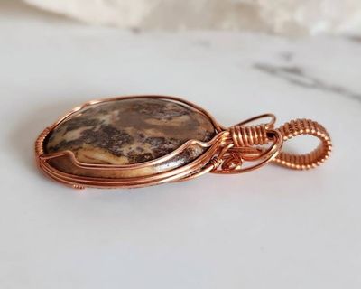 Alternate image for Coconut Jasper Copper Wire Wrapped Pendant