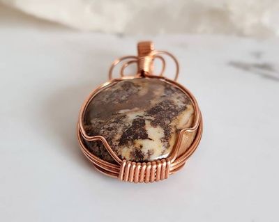 Alternate image for Coconut Jasper Copper Wire Wrapped Pendant