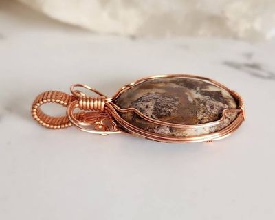 Alternate image for Coconut Jasper Copper Wire Wrapped Pendant