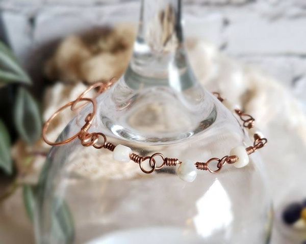 Alternate image for Coral and Pearl Copper Bracelet