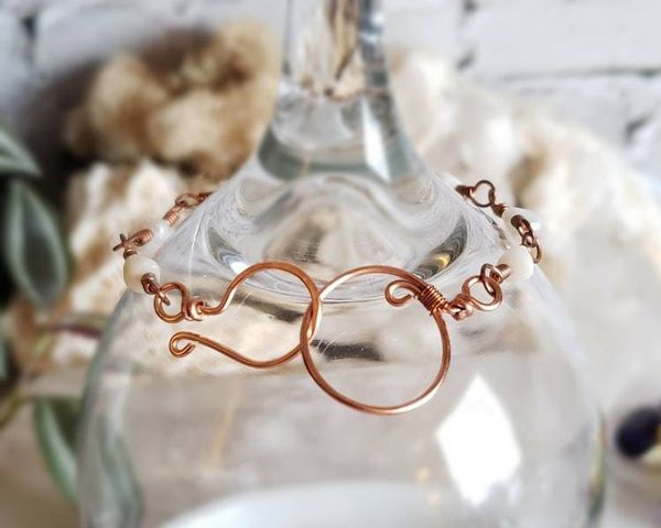 Alternate image for Coral and Pearl Copper Bracelet