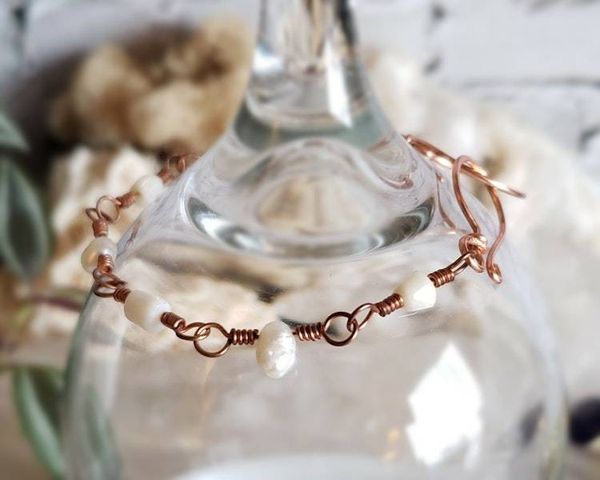 Alternate image for Coral and Pearl Copper Bracelet