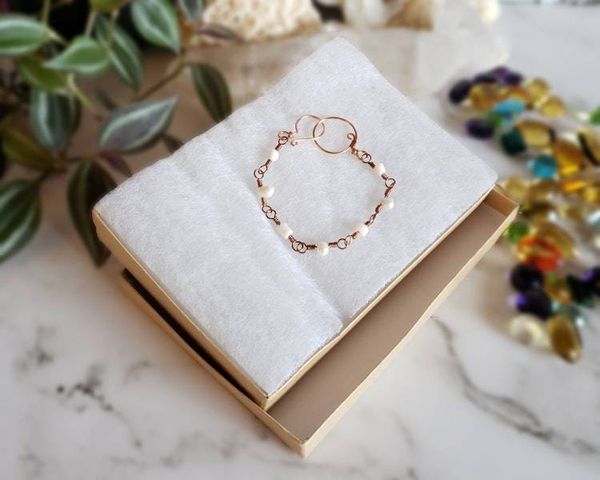 Alternate image for Coral and Pearl Copper Bracelet