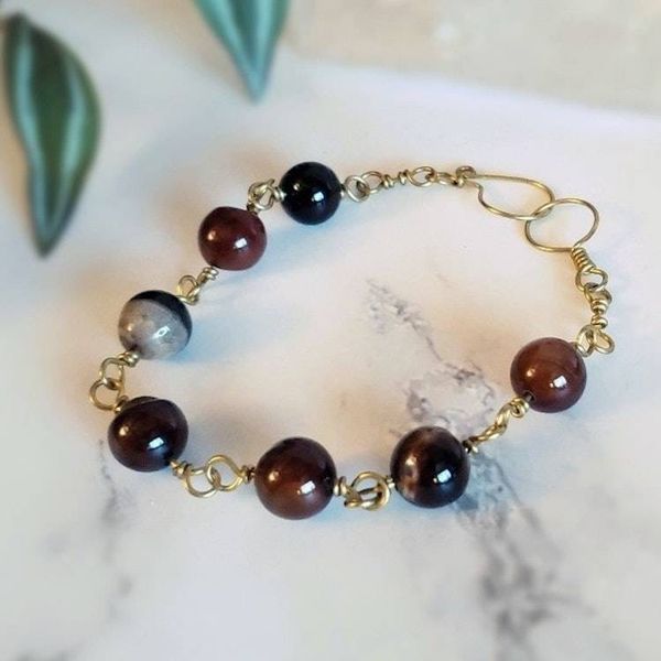 Alternate image for Red Agate Brass Bracelet
