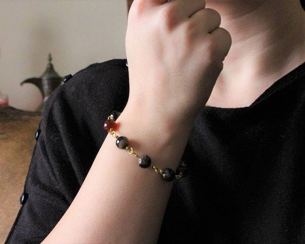 Alternate image for Red Agate Brass Bracelet