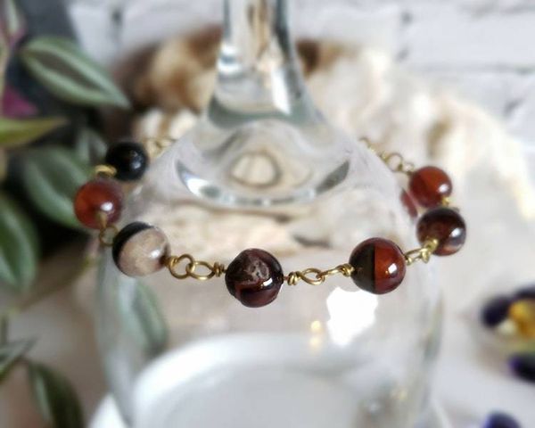 Alternate image for Red Agate Brass Bracelet