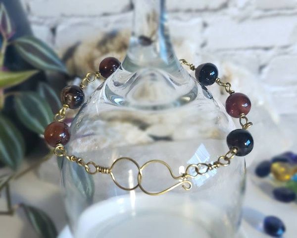 Alternate image for Red Agate Brass Bracelet