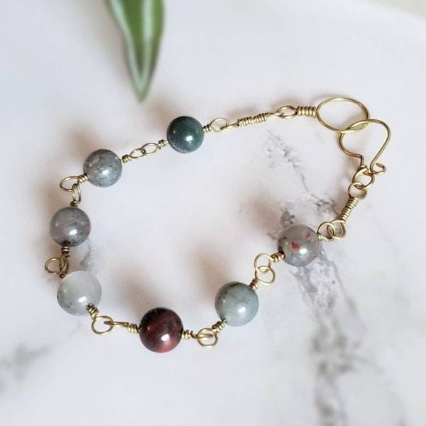Alternate image for Bloodstone Brass Gemstone Bracelet