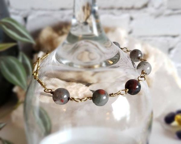 Alternate image for Bloodstone Brass Gemstone Bracelet