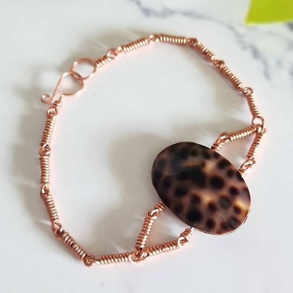 Alternate image for Leopard Shell and Wood Copper Bracelet