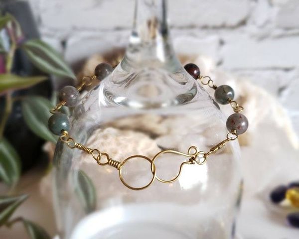 Alternate image for Bloodstone Brass Gemstone Bracelet
