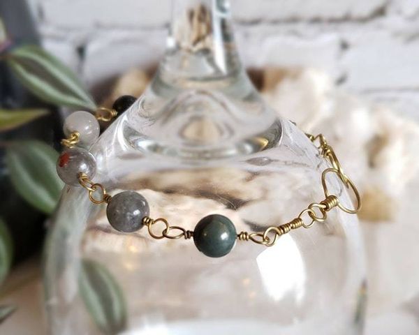 Alternate image for Bloodstone Brass Gemstone Bracelet