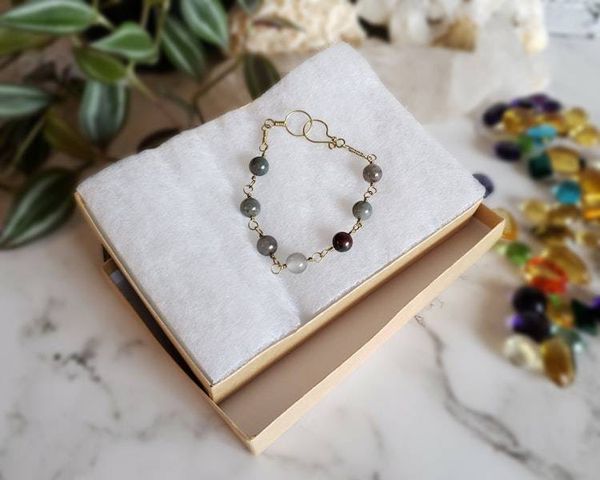 Alternate image for Bloodstone Brass Gemstone Bracelet