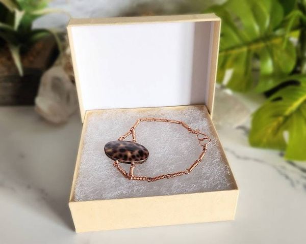 Alternate image for Leopard Shell and Wood Copper Bracelet