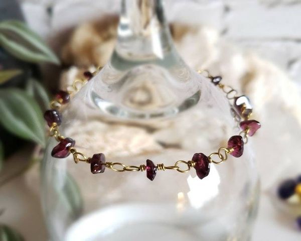 Alternate image for Garnet Brass Bracelet