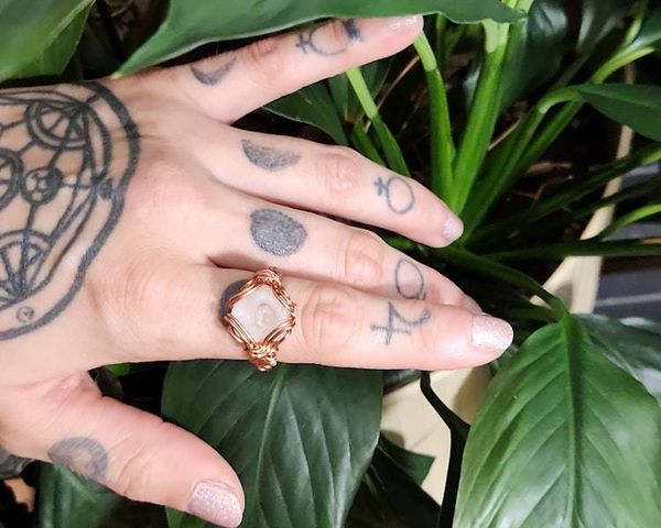 Alternate image for Chalcedony Rose Copper Wire Wrapped Ring